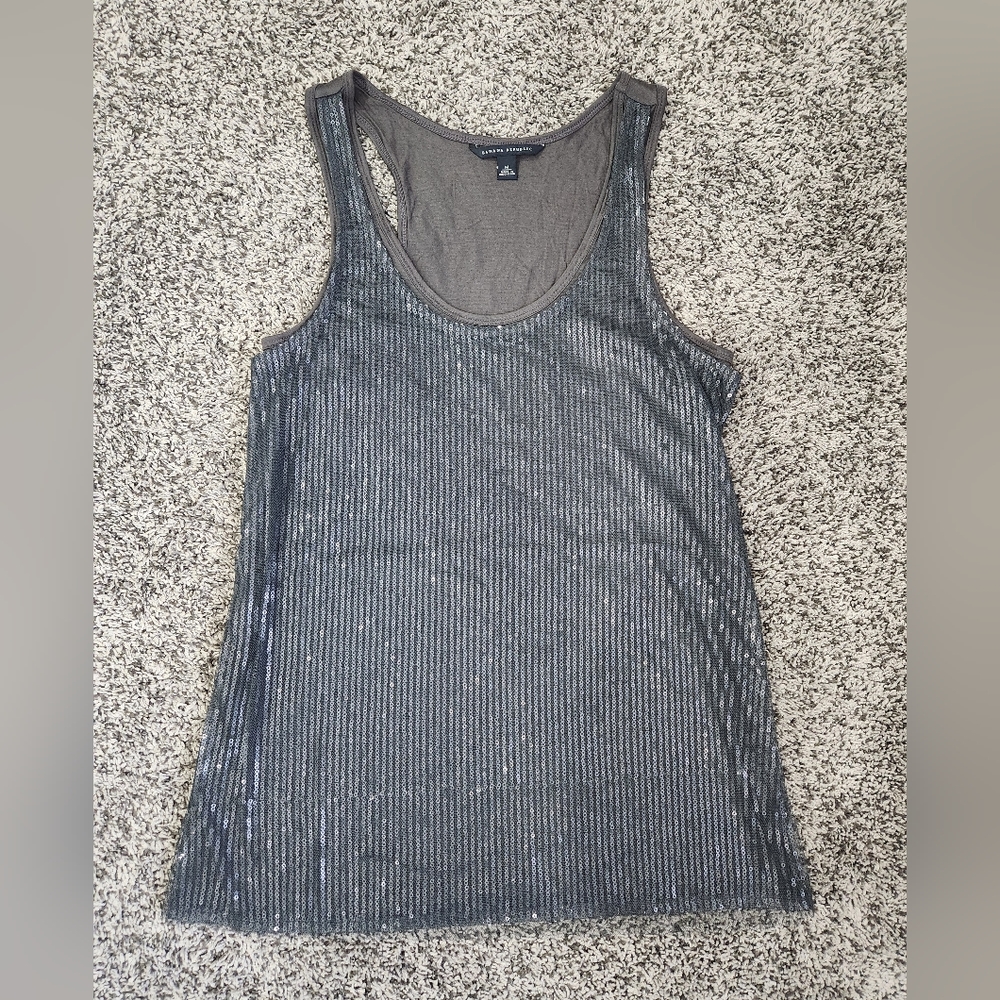 Banana Republic Gray Shimmer Sequin Tank Top Size M